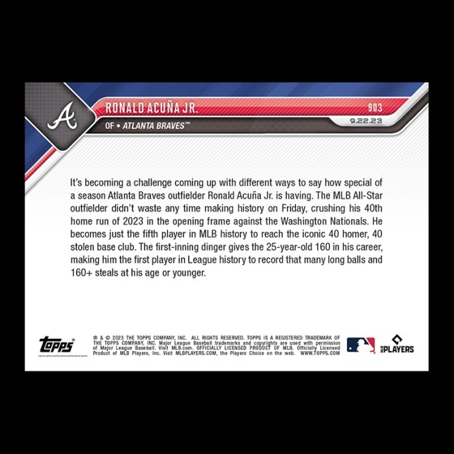 MLB球員卡 Ronald Acuña Jr. - 2023 MLB TOPPS NOW® Card 903 - PR: 9413:圖片 2