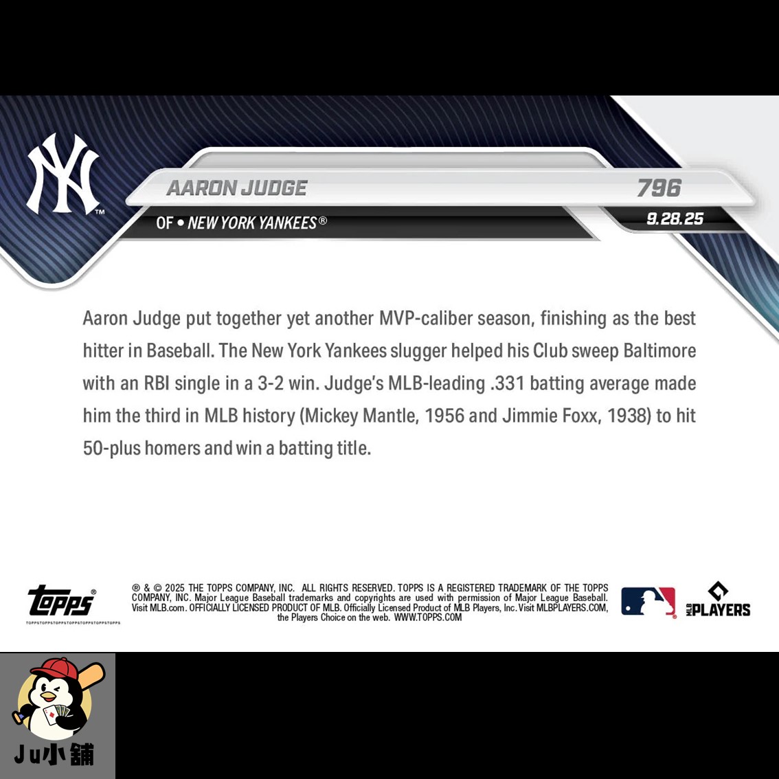 Aaron Judge - 2025 MLB Topps NOW- Card 796:圖片 2
